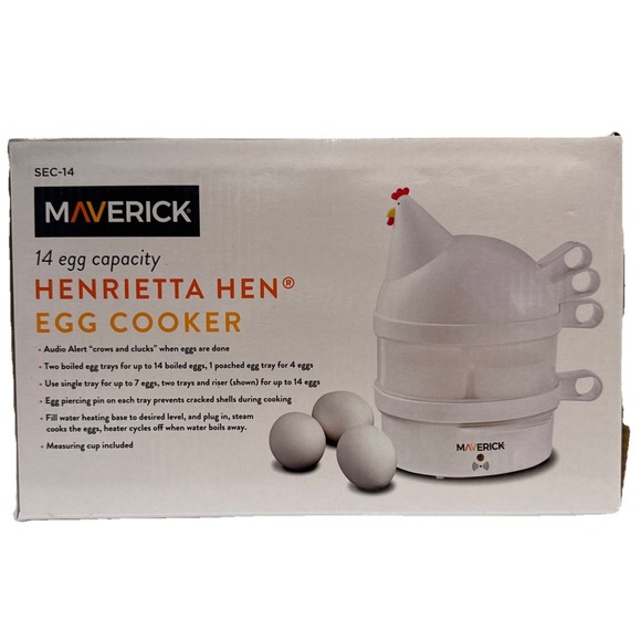 MAVERICKS HENRIETTA HEN Egg Cooker In RARE‎ Red Poaches Boils Chirps When Cooked